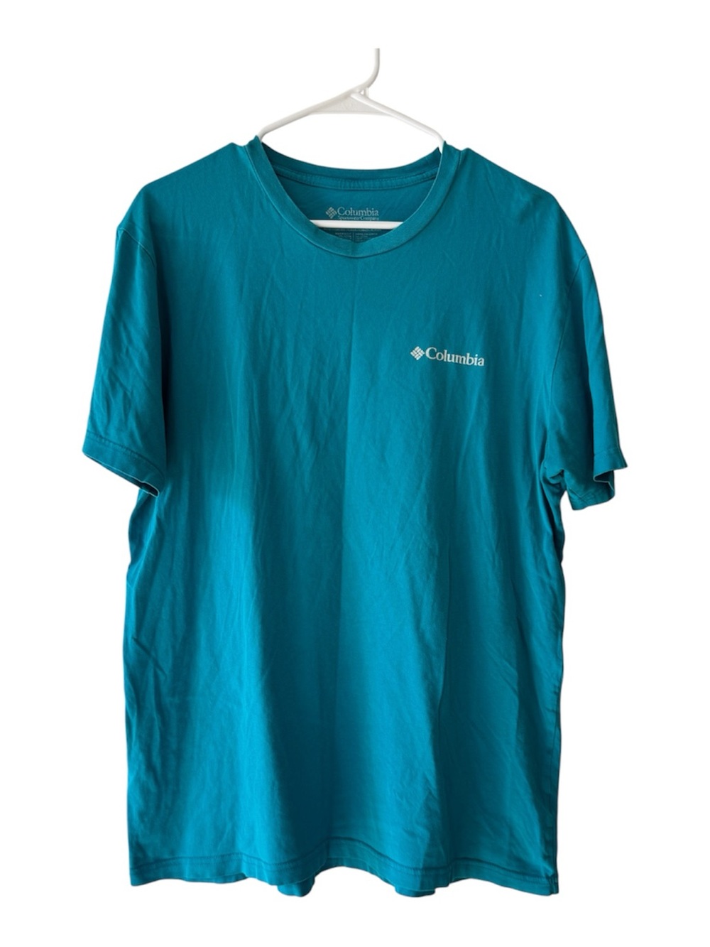 Columbia Bear Graphic T Shirt Mens Large Blue Outdoor Hiking Short Sleeve Tee